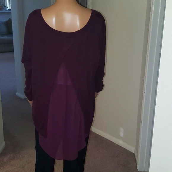 Torrid 1 Purple buttery soft Sweater over semisheer tank Crossover Open Back - Picture 1 of 8